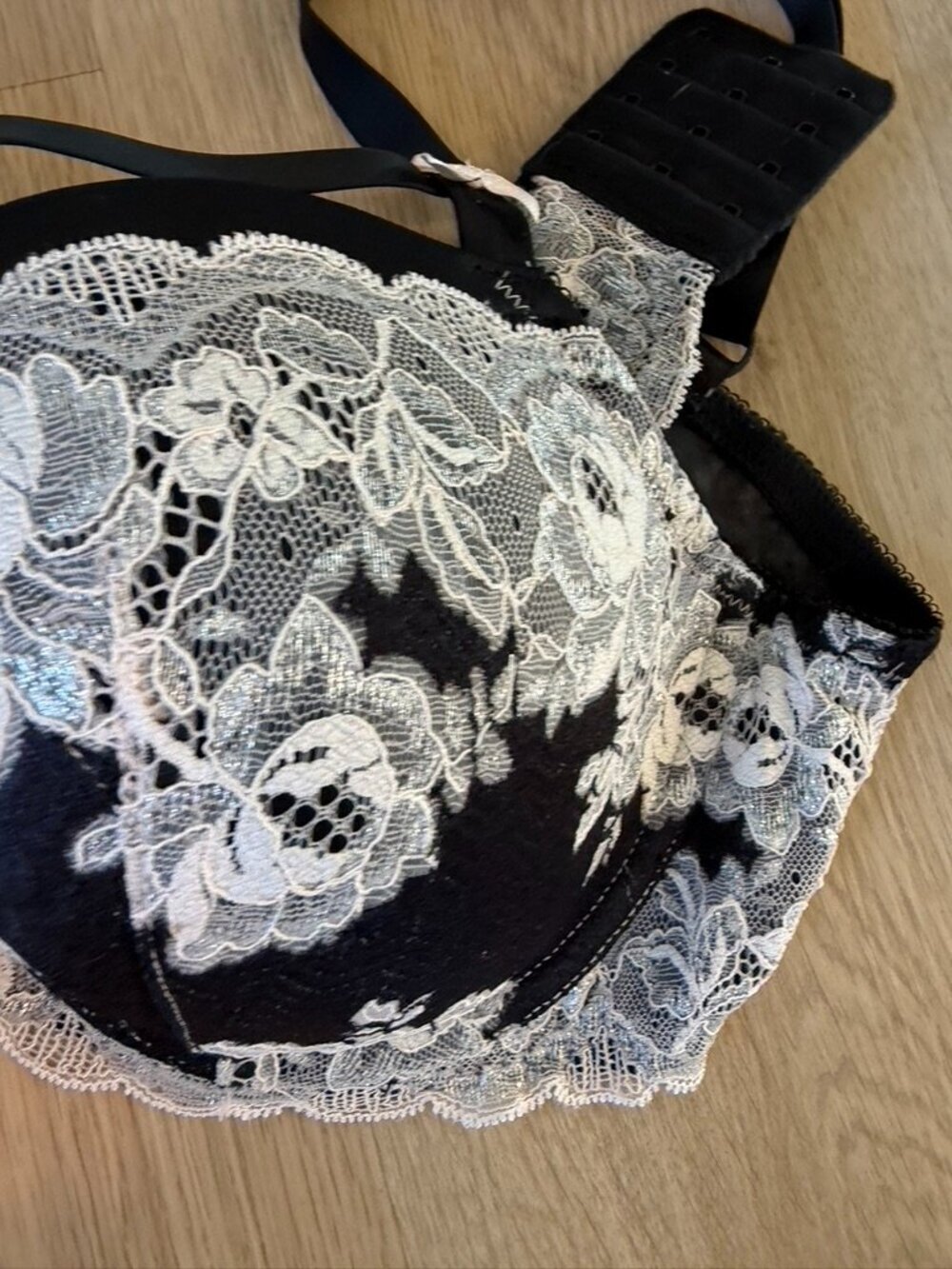 Victoria's Secret Dream Angels Lined Demi-Buste Double Black Lace Bra 38D - Picture 2 of 10